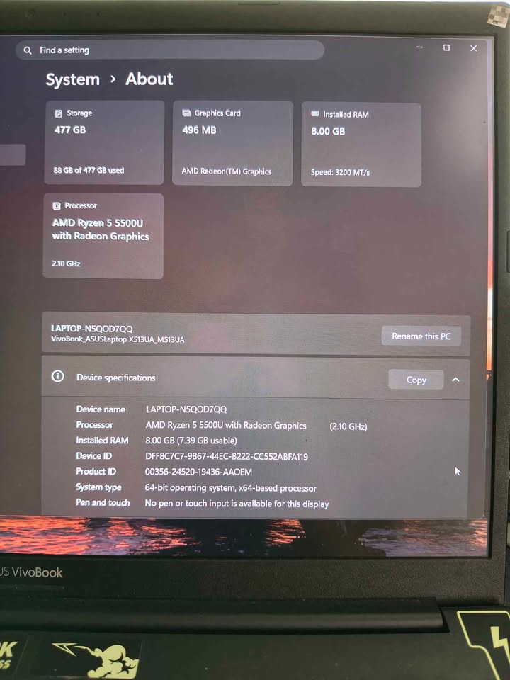 ASUS LAPTOP AMD RYZEN 5